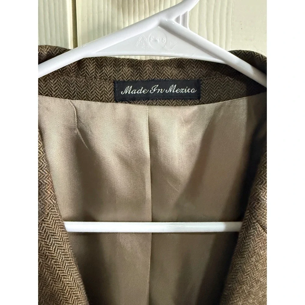 Ralph Lauren 100% Wool Blazer Men's Brown Herringbone Classic Fit Size 46R READ
